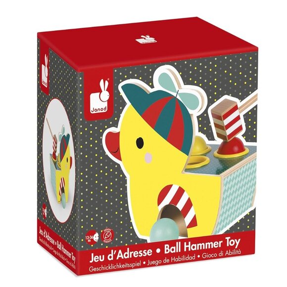 Janod Wooden Duck Frappa Ball Hammer Toy For 12 Months+ Brand New - Picture 9 of 9